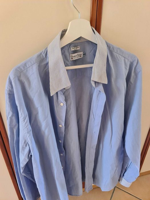 Camisa Italiana Azul Slim Fit Tamanho L - Humberto Pascuini Shirt