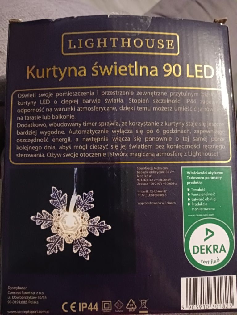 Kurtyna świetlna LED śnieżynki