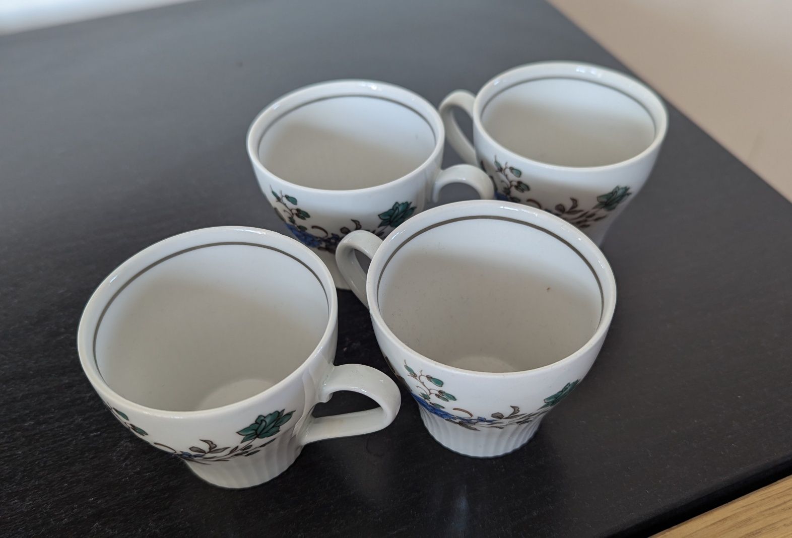 Filiżanki do espresso, w niebieskie kwiaty, 4 sztuki