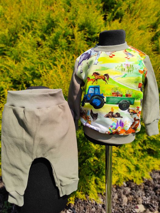 zestaw dresy spodnie baggy bluza dla chłopca 62 68 traktor handmade