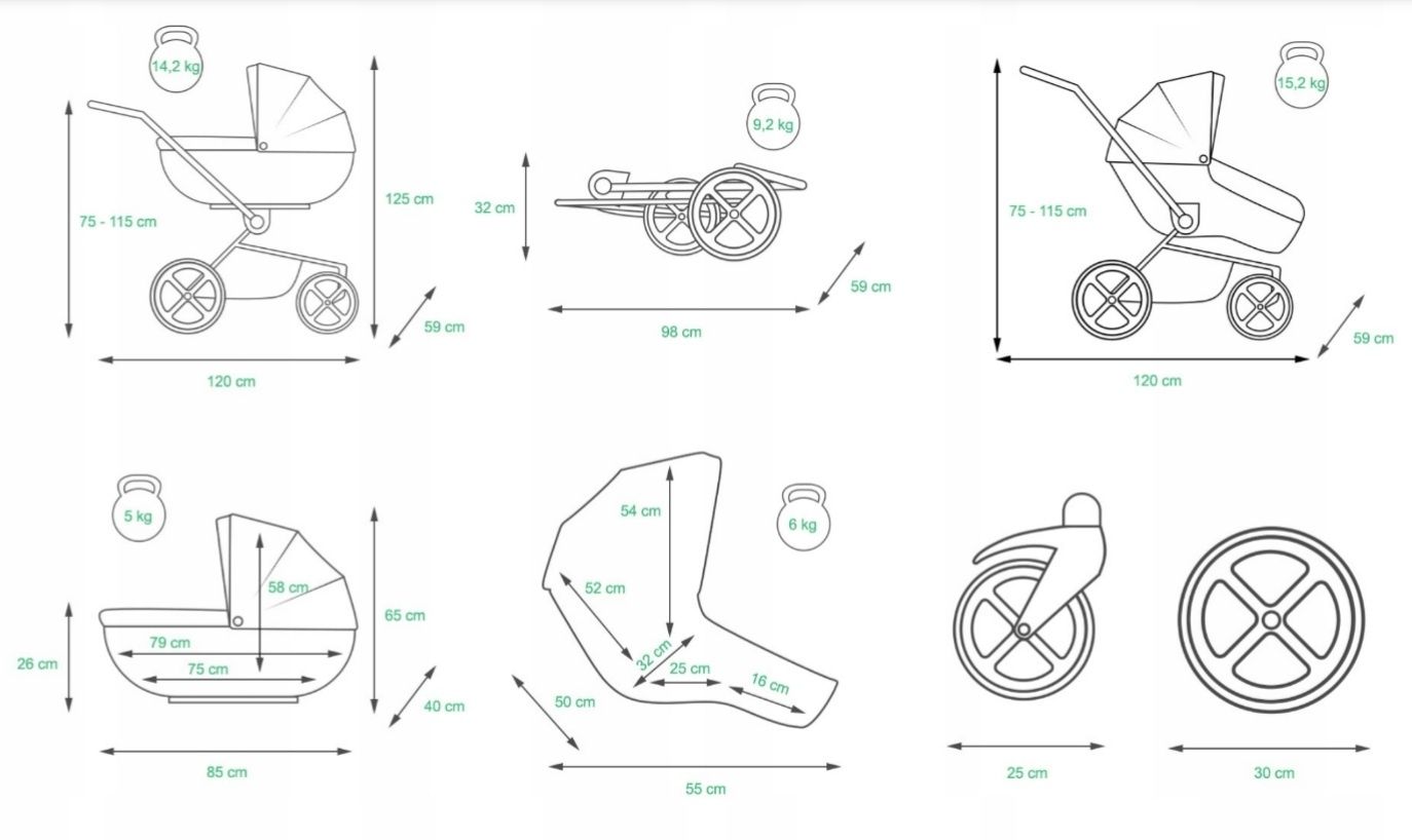 Wózek 4w1 BabyLux Largo ALU + baza isofix