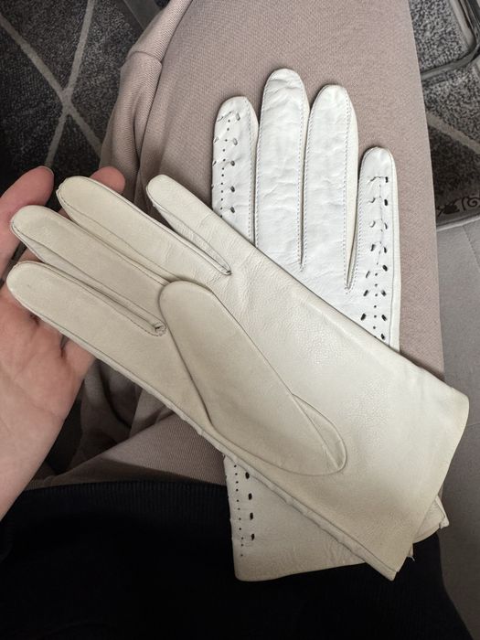 Рукавички кожані, білі