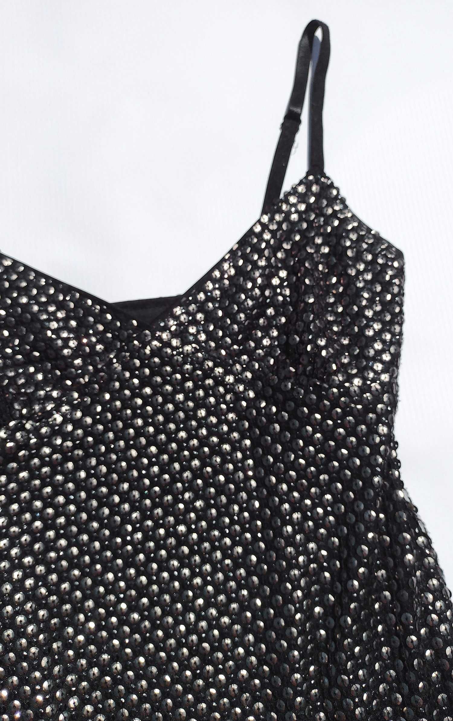 Чёрное блестящее мини платье расшитое пайетками ZARA S