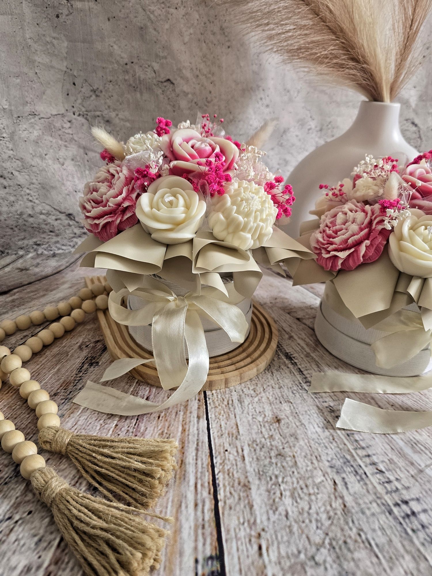 Flowerbox candlebox bukiet z wosku