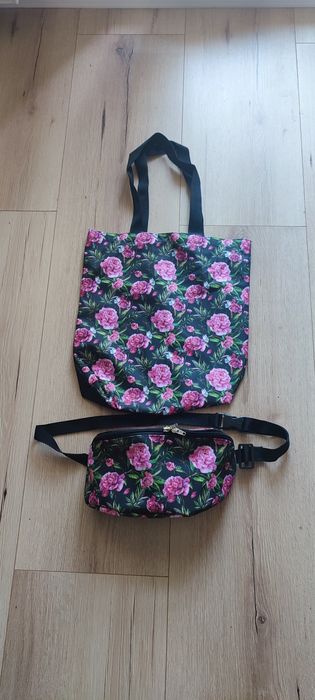 Torba nerka z shopper w kwiaty
