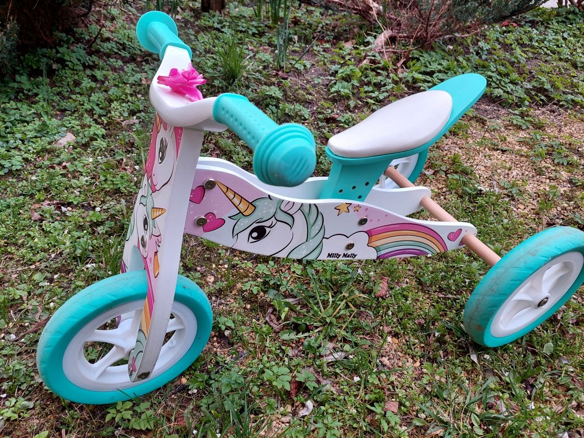 Rower biegowy dla dziewczynki trójkołowy drewniany Milly Mally