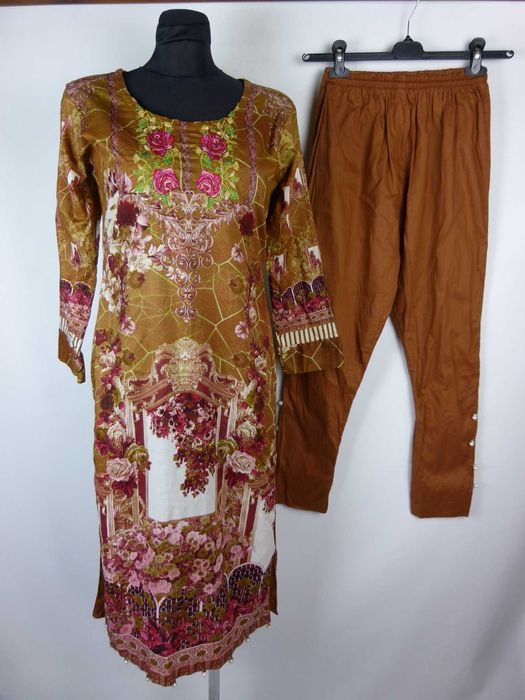 tradycyjny strój hinduski salwar kameez Indie bawełna / S