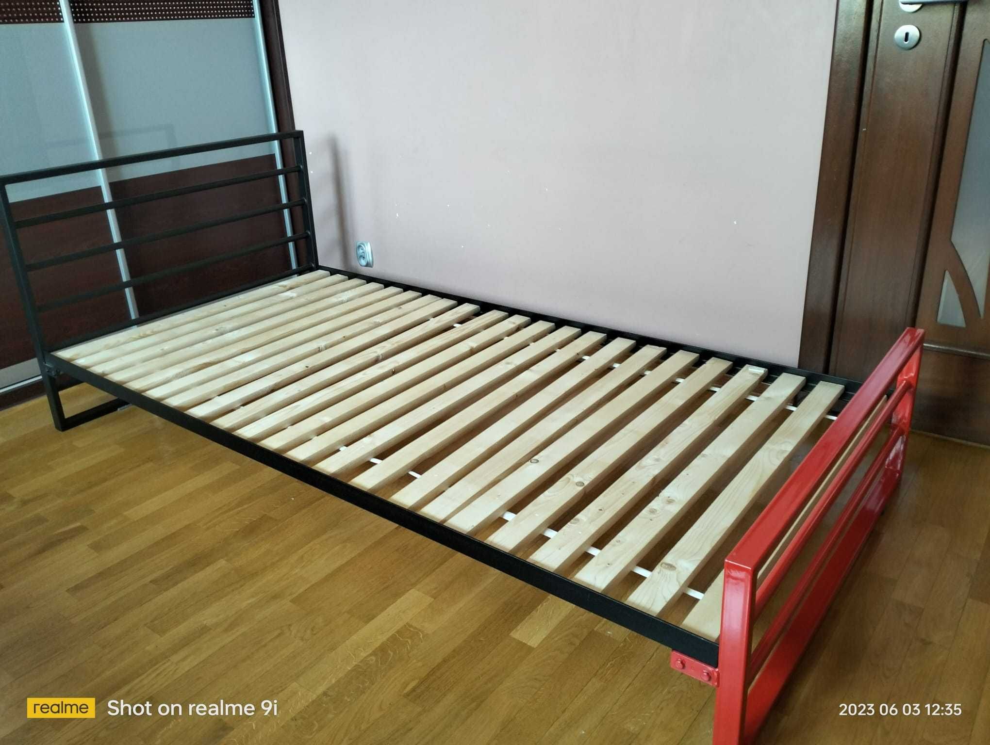 Łóżko pojedyncze ze stelażem, metalowe, Lak System Premium 100x200