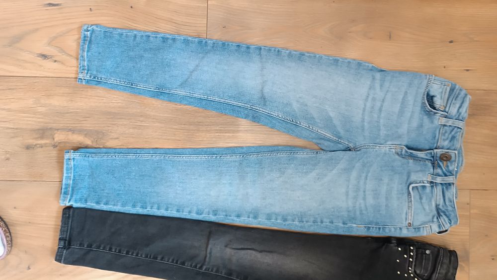 Paka zestaw 128 spodnie 3-PARY jeansowe dla dziewczynki skinny C&A rur