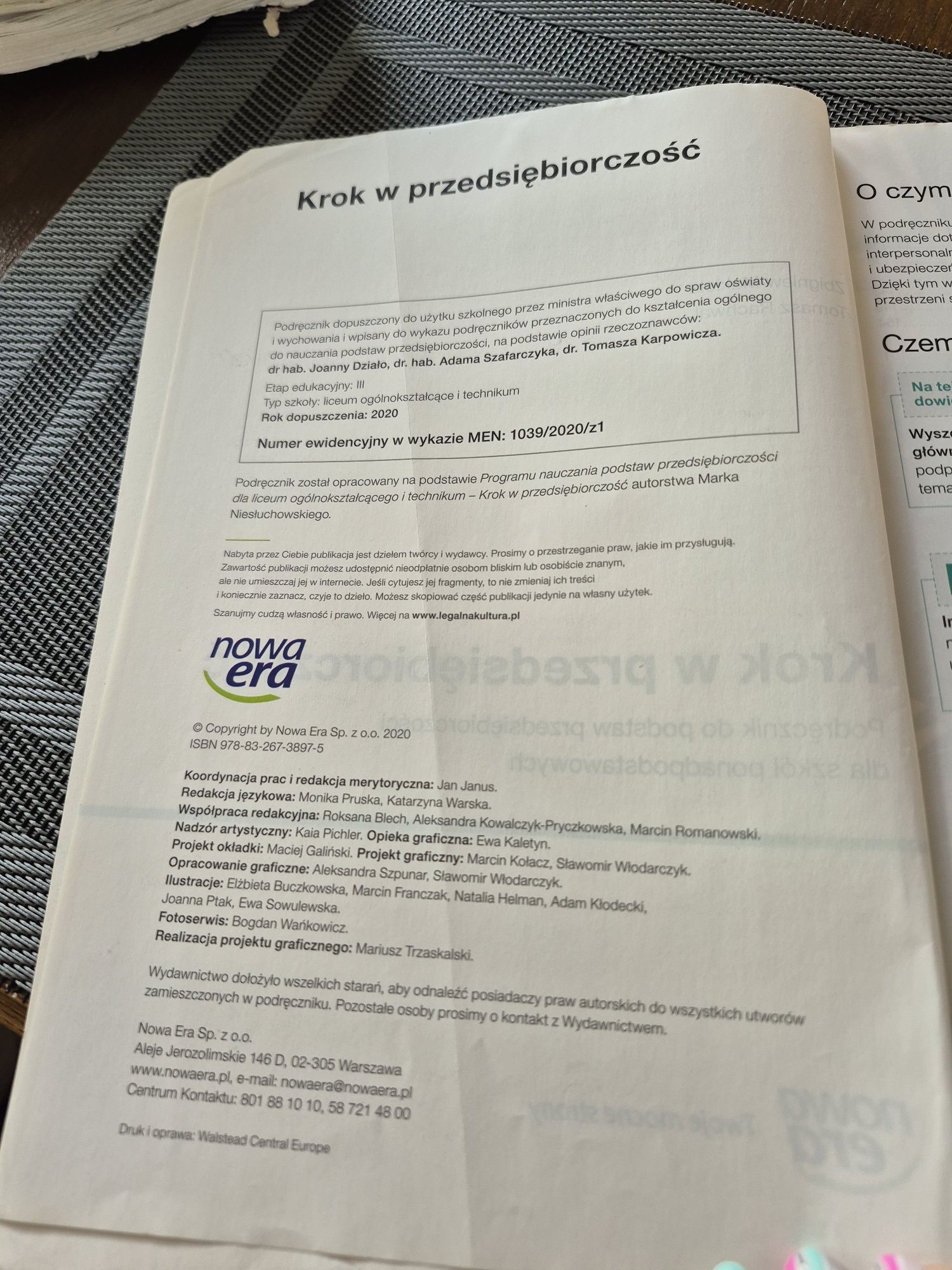 Ksiazka Krok w przedsiębiorczość  liceum ogólnokształcące I technikum