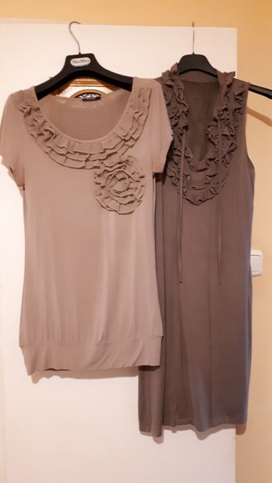 Zestaw 2 tuniki, sukienka, brązowe r. S