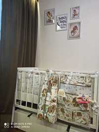 Комплект в детскую кровать: матрас, бортики, кокон