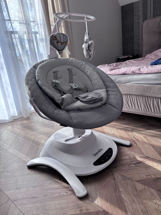 Elektryczny, obrotowy bujaczek LIONELO Bella Szary