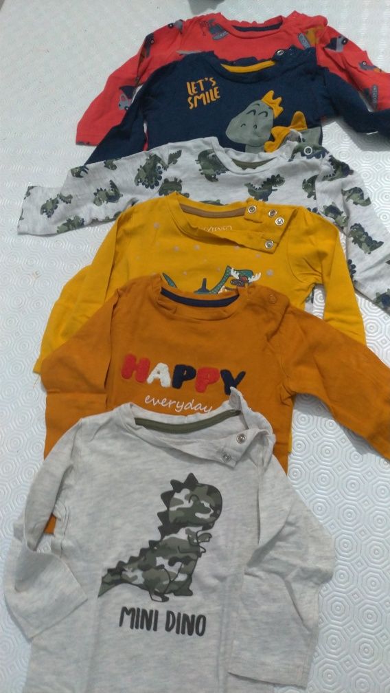 T-shirts de algodão de manga comprida para bebé até 3 meses