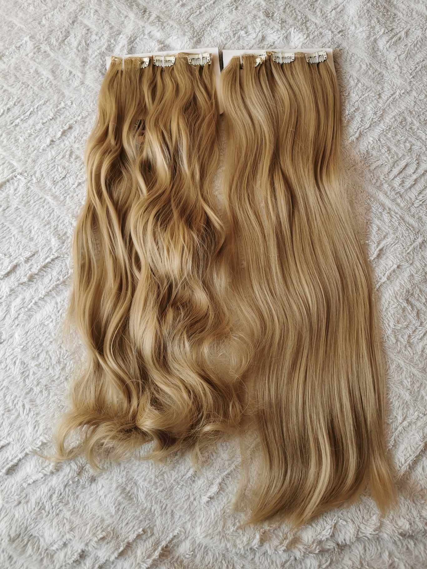Doczepiane włosy clip in naturalny ciemny blond 60 cm 8 tresek