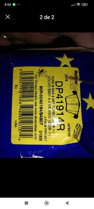 Pastilhas EBC yellow Volvo