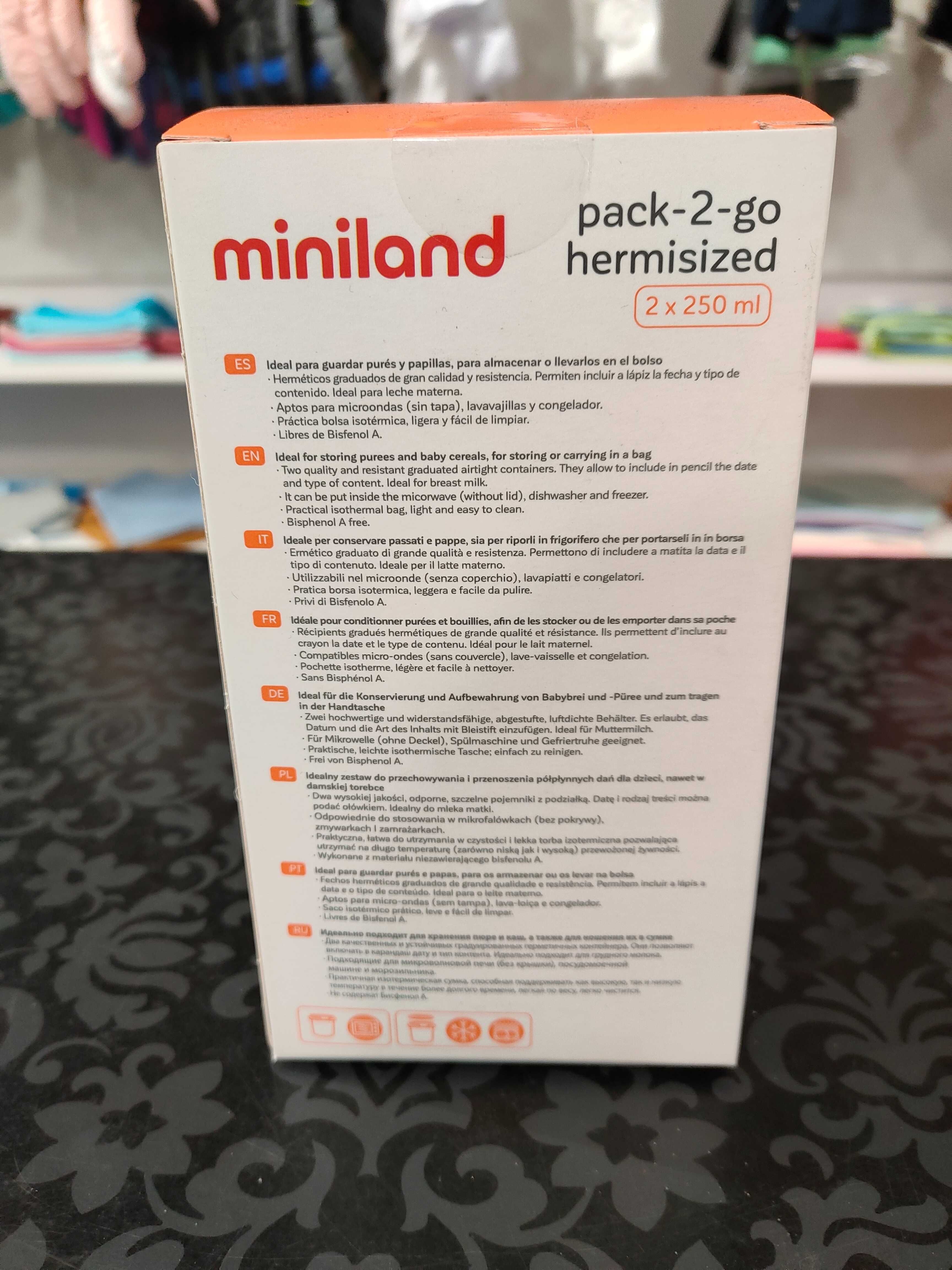 Miniland, Pojemniki hermetyczne z torbą izotermiczną, 2x250 ml