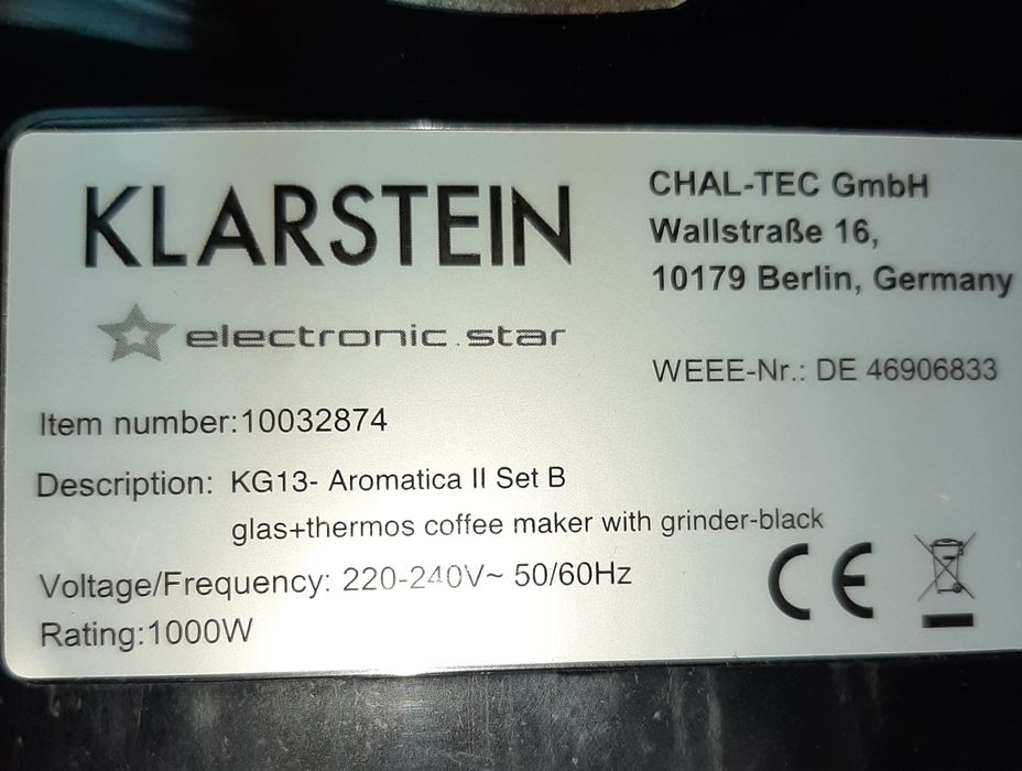 Кофемашина Aromatica II set, кофемолка Klarstein