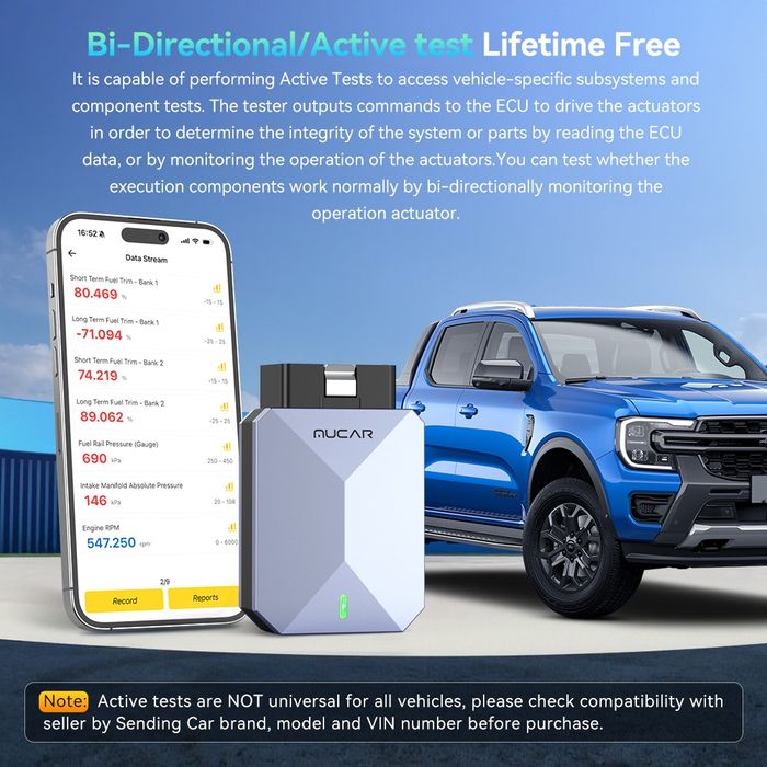 Mucar BT200 Max OBD2 Авто сканер / Диагностика / CAN FD