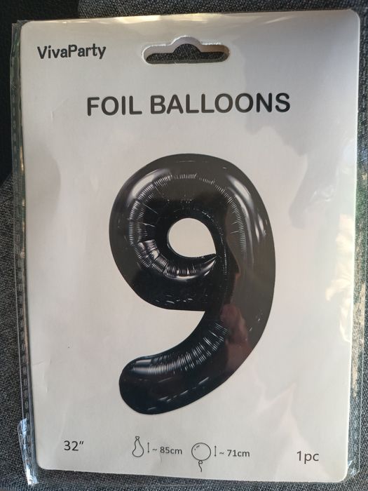 Balon urodziny nr 6 lub 9 czarny - 85cm
