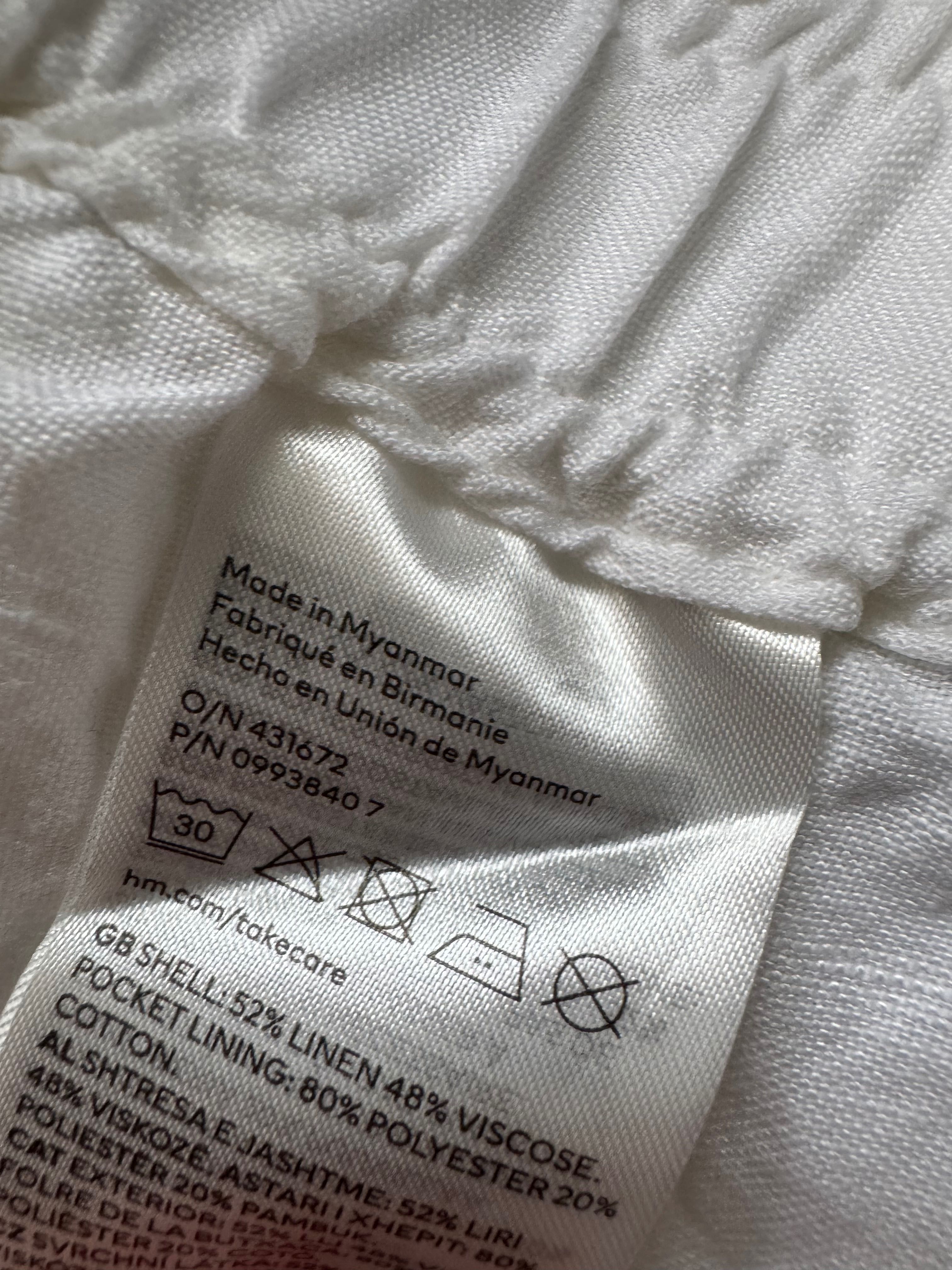 Białe lniane szorty spodnie spodenki len H&M 40 42 L XL