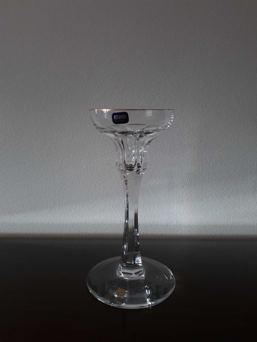 Castiçal de cristal filado a ouro marca Atlantis