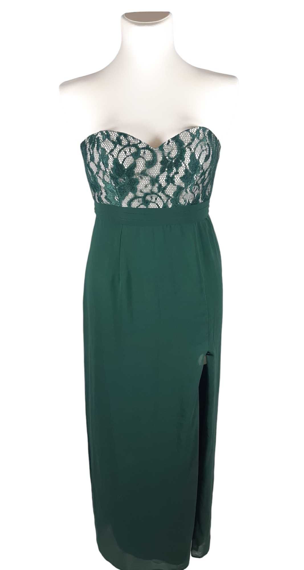 Nowa elegancka zielona wieczorowa długa sukienka Elise Ryan 38,M/40,L