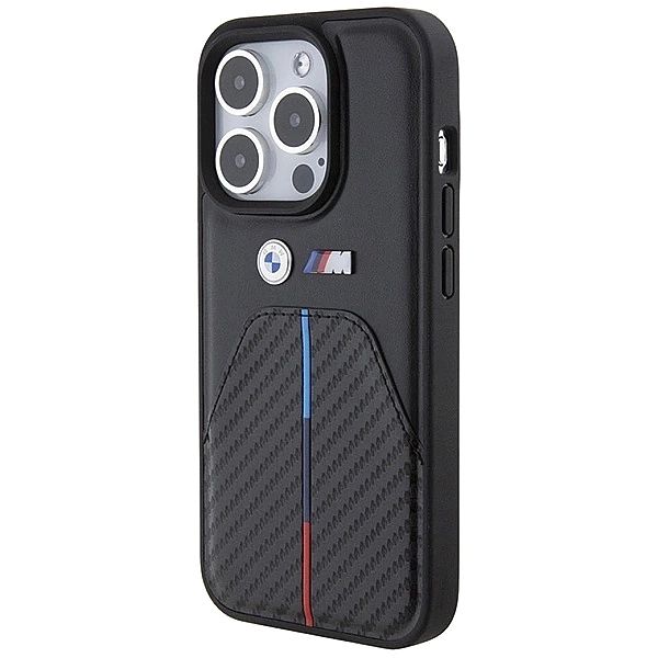 Etui BMW Stamped Tricolor Stripe na iPhone 15 Pro - czarne
