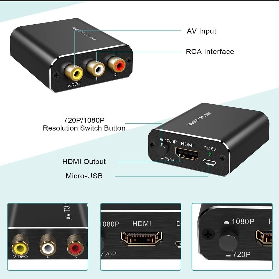 Conversor adaptador AV RCA hdmi