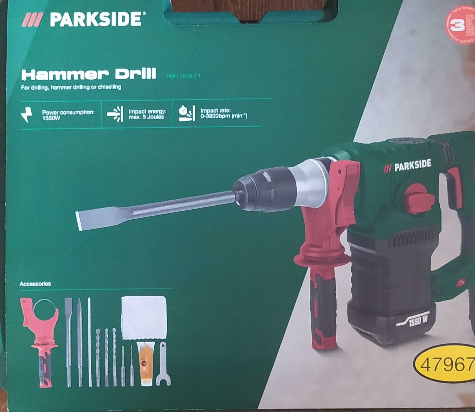 Młotowiertarka udarowa, 1550 W, PBH 1550 C1 PARKSIDE