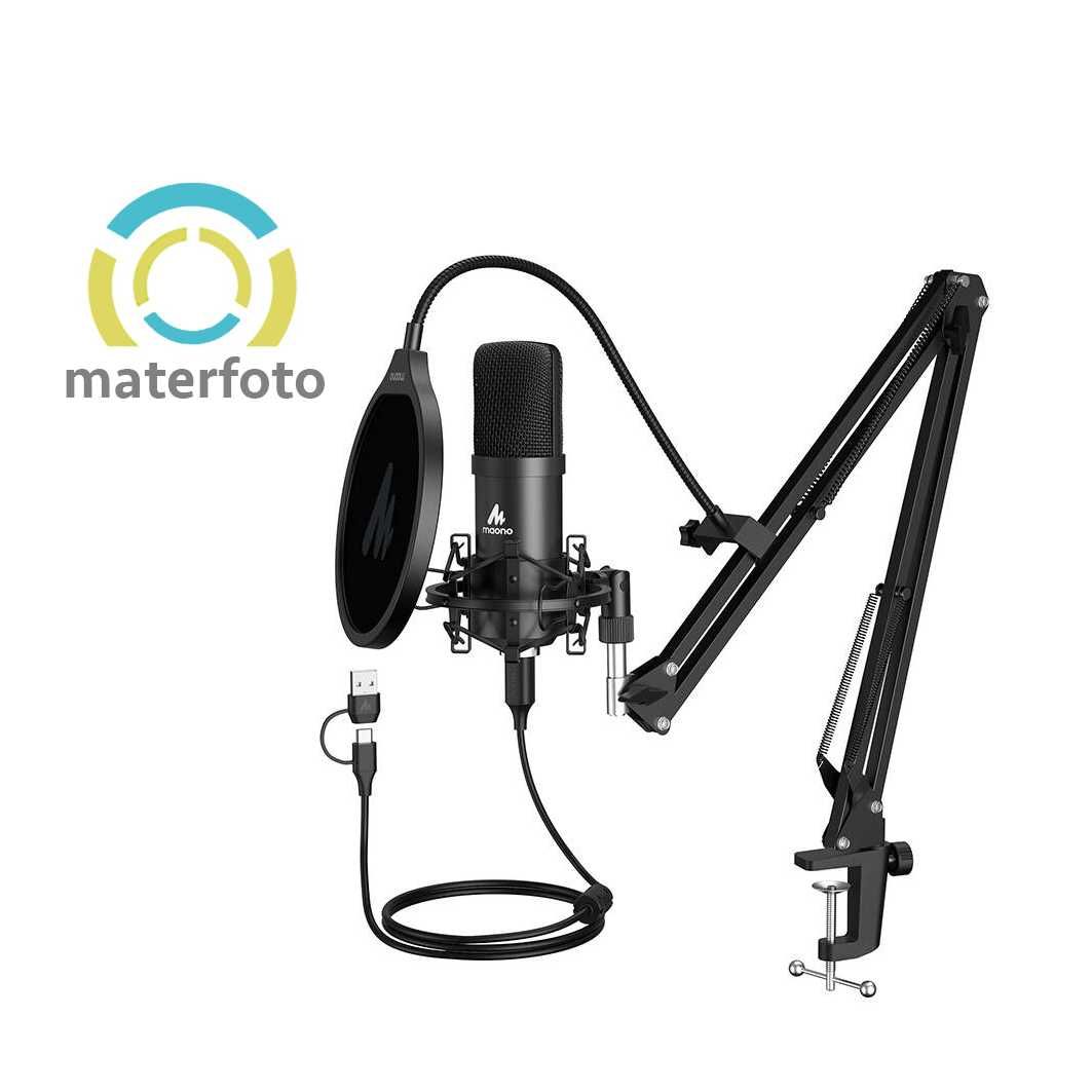 Microphone com Suporte Maono A04E para estúdio e podcast NOVO