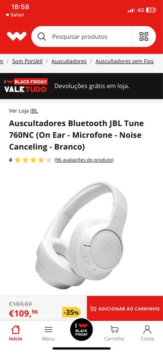 Auscultadores JBL Tune 760 NOVOS