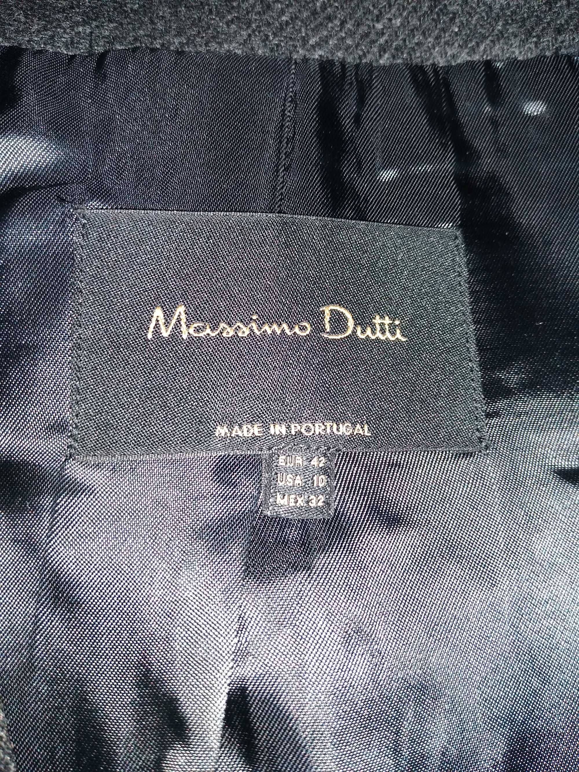 Massimo Dutti nowy damski szary wełniany płaszcz roz. 42, dł. 114 cm