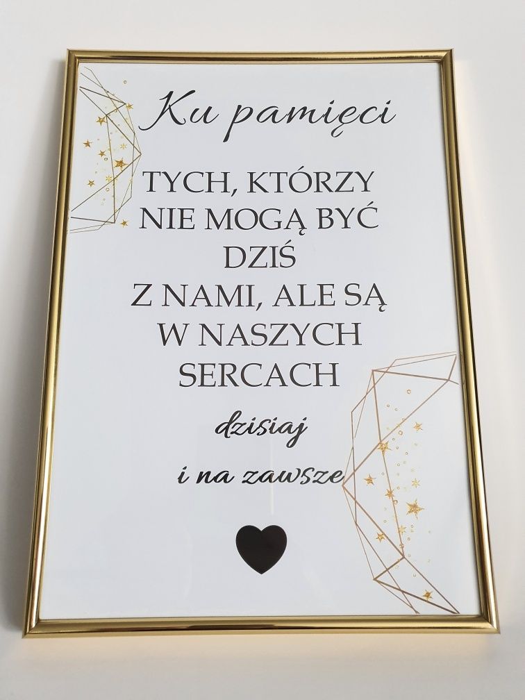 Karta "Ku pamięci..." A4, ramka, ślub wesele