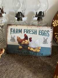 Placa decorativa jardim/galinheiro - Farm Fresh Eggs