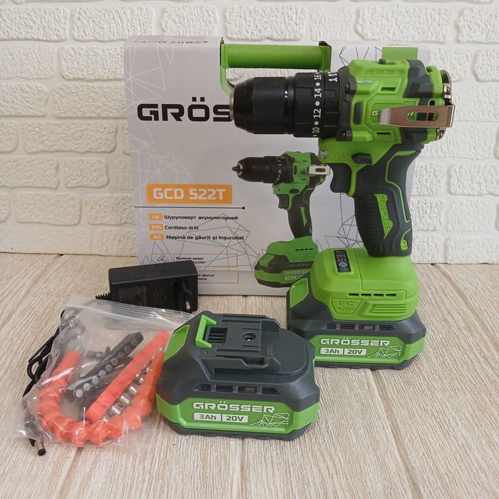 Акумуляторний ударний шуруповерт grosser gcd522t