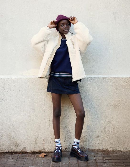 Blusão M efeito de pelo encaracolado Novo