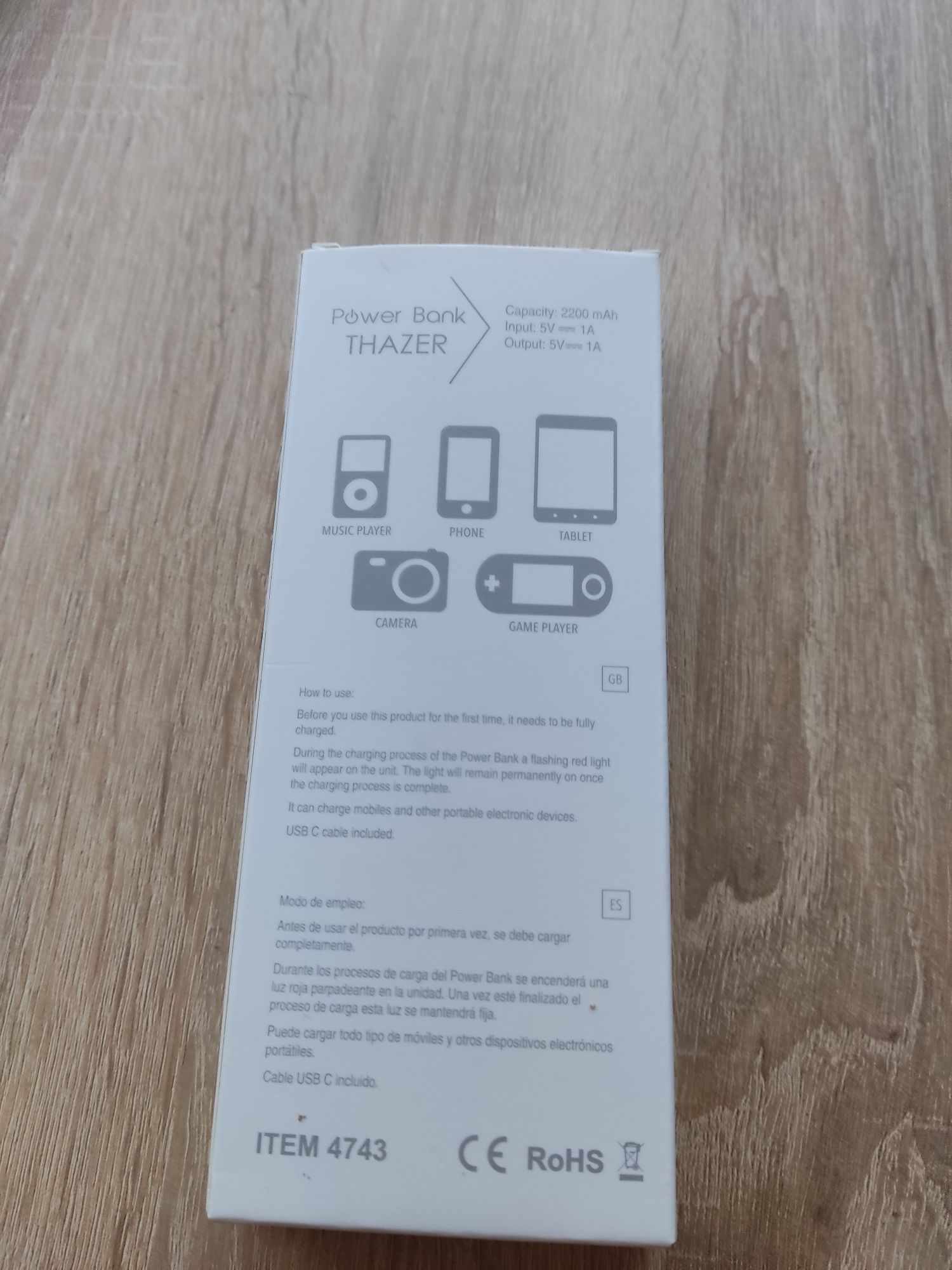 Power bank 2200 mAh biały