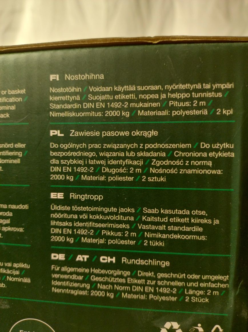 Zawiesie pasowe okrągłe 2000kg Parkside