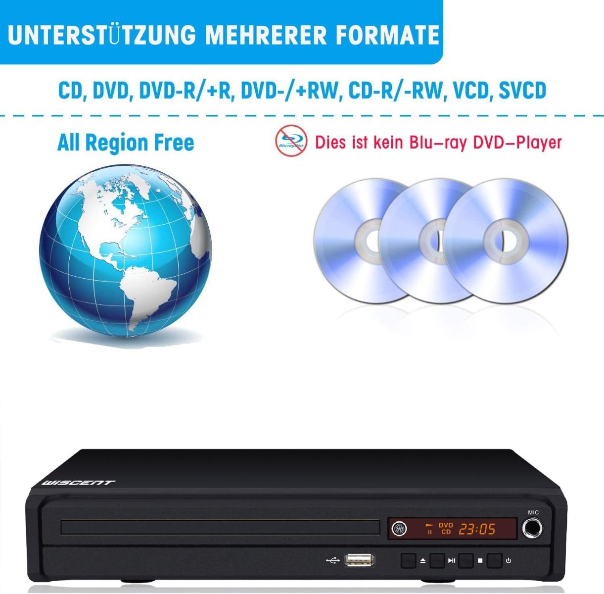 Wiscent Wst977 Odtwarzacz Dvd Do Tv Z Wyjściem Hdmi / Av / Usb Pilot