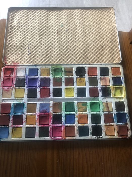 caixa aguarela antiga Paint Box grande