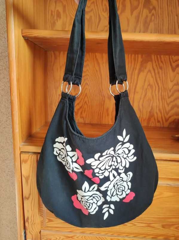bawełniana boho płócienna torba worek shopper zasuwana listonoszka