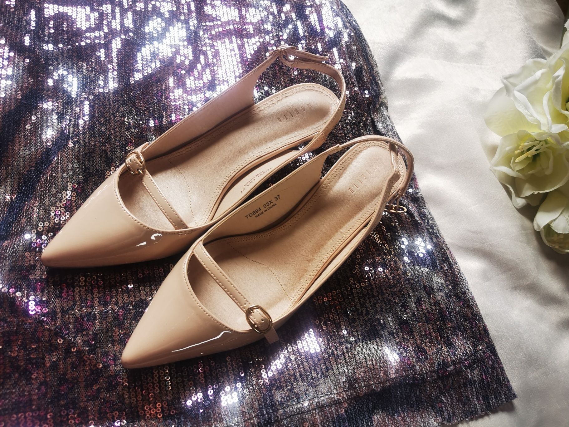 Buty na obcasie pudrowy róż