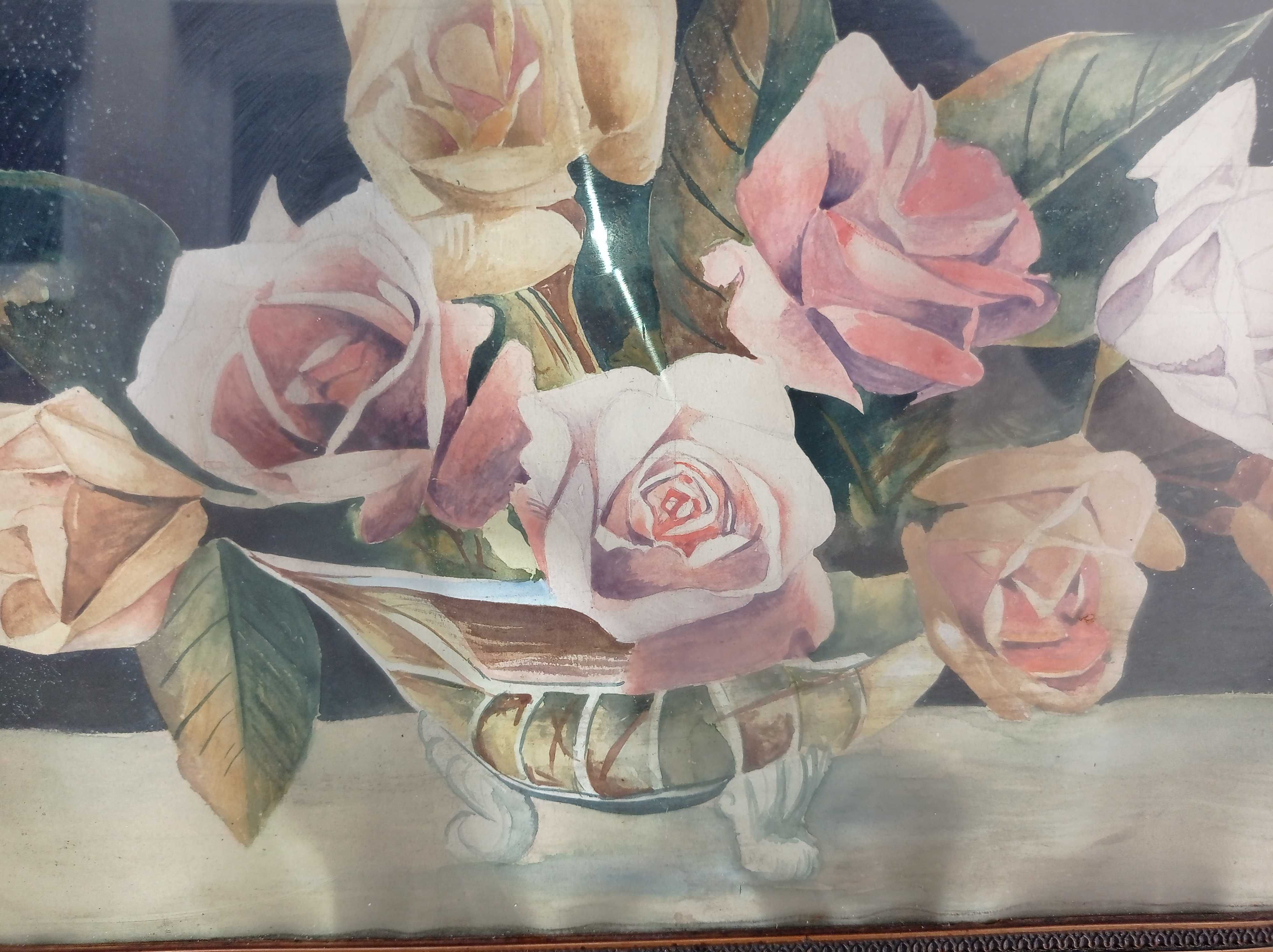 Stary obraz - kwiaty - Bańgów - 19.3.1947