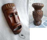 Rzeźba Maska drewniana wazon