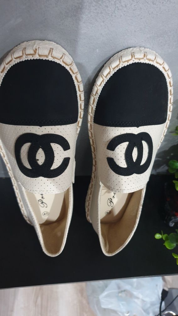 Buty damskie espadryle baleriny eko skóra nowe beżowo czarne roz 40/25