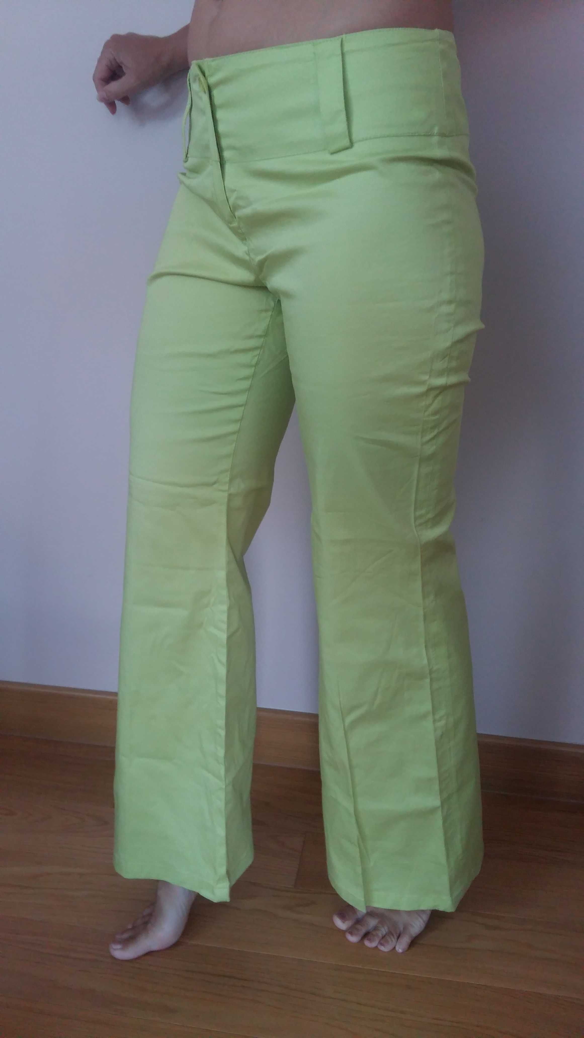 Spodnie rozm.M/L Terranowa szeroka nogawka bawełna zieleń wiosna/lato