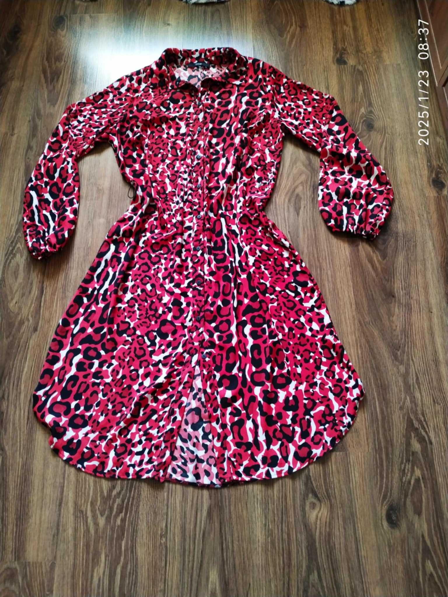 Sukienka koszulowa czerwona panterka George 14 42 XL