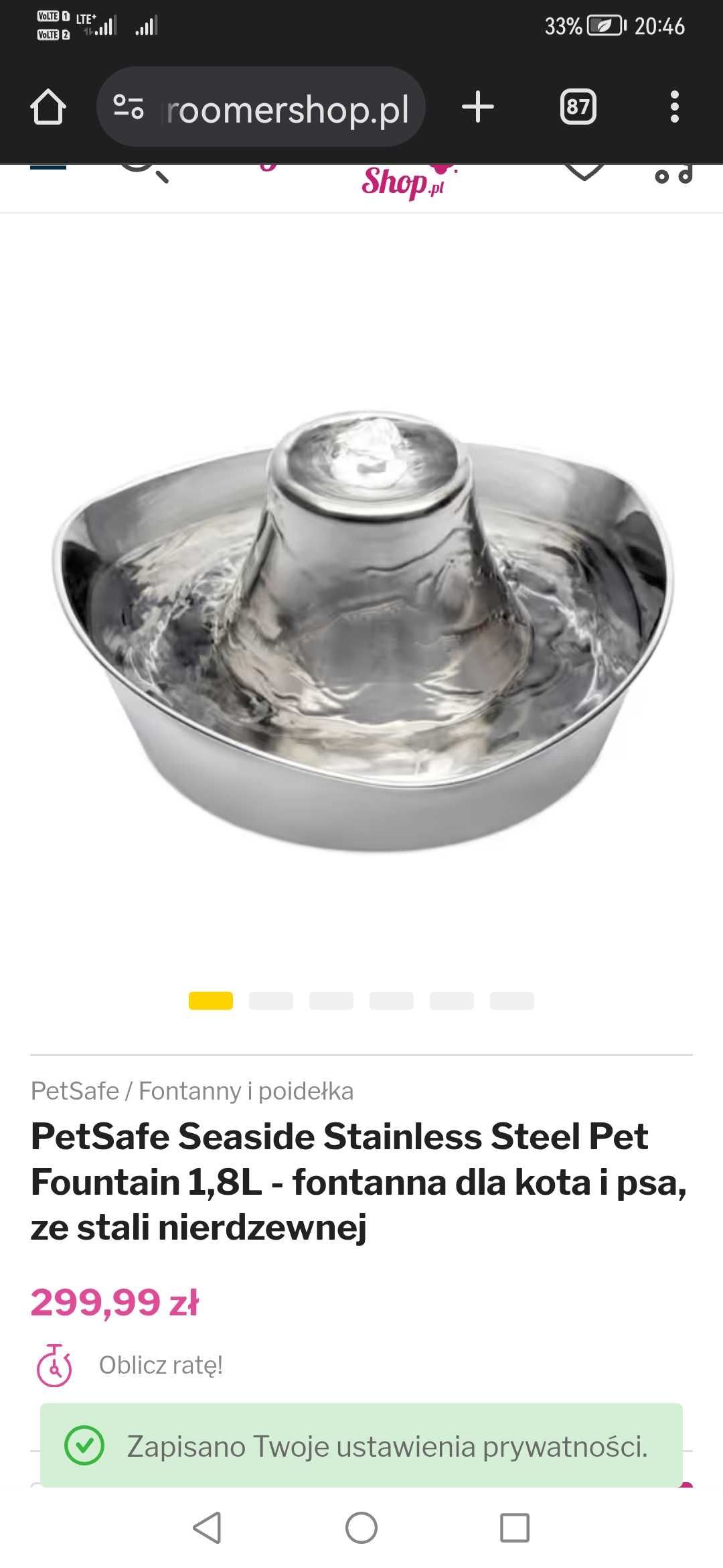 Petsafe poidelko FONTANNA stalowa Stainless 1,8