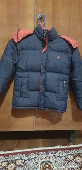 детская одежда для мальчиков зимняя куртка темно-синего цвета,длина 50